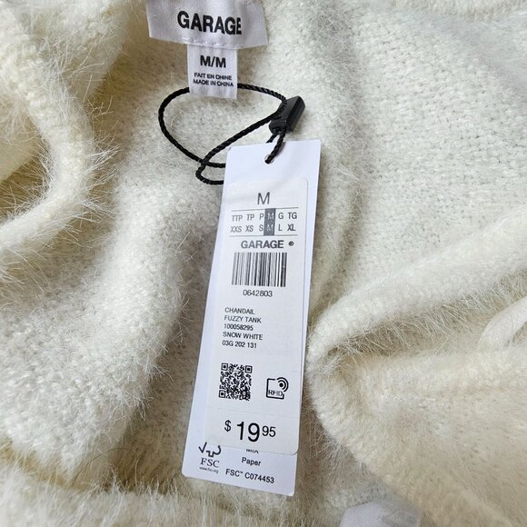 New with Tags Garage Womens Off White Fuzzy Knit Tank Top, Size Small - Picture 4 of 10